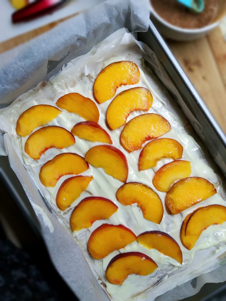 layer of peaches and cream strudel 