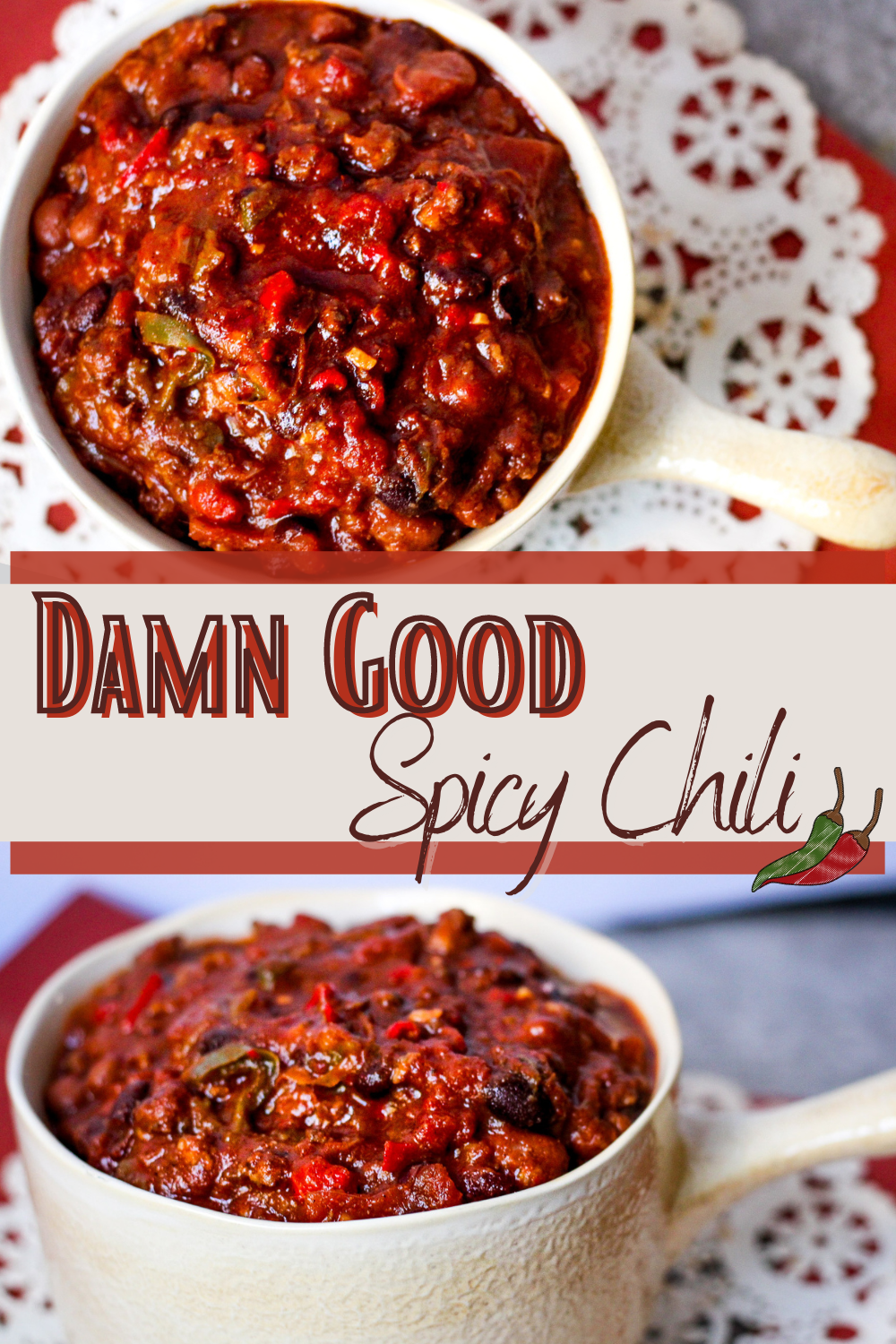 Slow cooker spicy chili in a bowl.