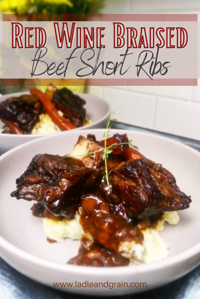 Red Wine Braised Beef Short Ribs dinner pin